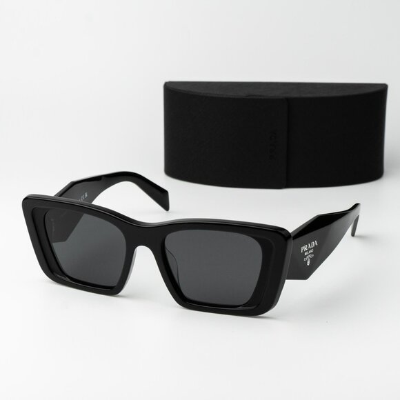 Prada Women Sunglasses Black Grey Cat Eye PR08YSF 1AB5S0 BRAND NEW - Picture 1 of 12